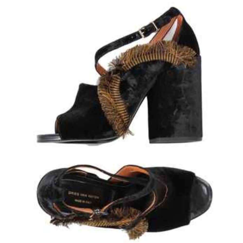 Dries van noten fringe velvet platform